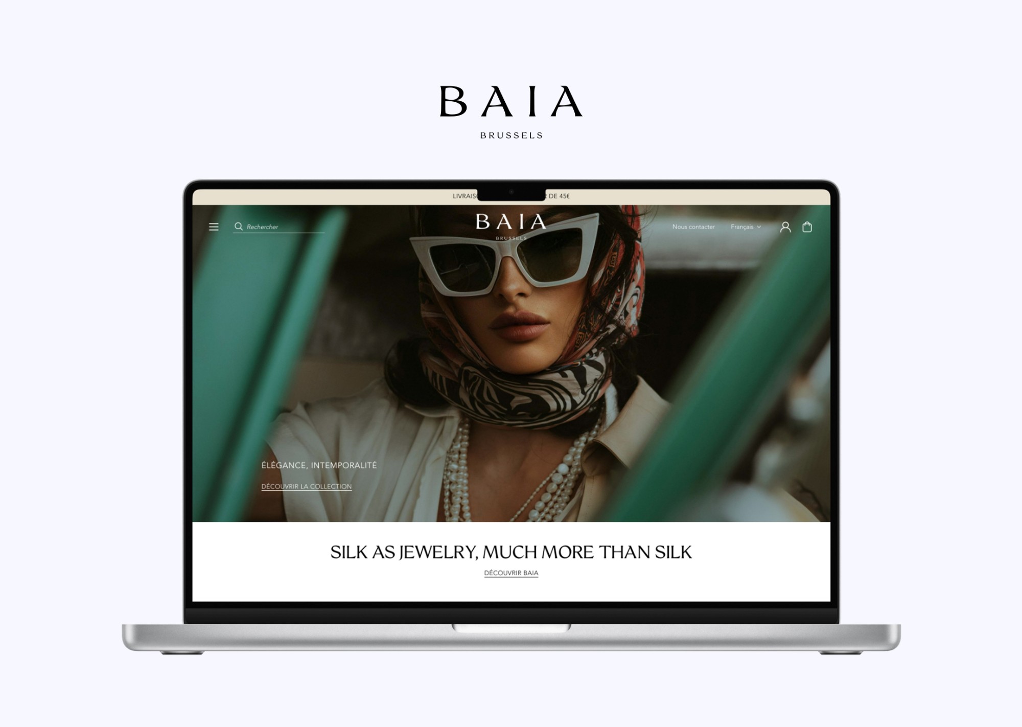 Site e-commerce BAIA Brussels sur ordinateur portable